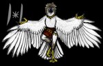 anthro belt blue_eyes bottomwear brown_body brown_feathers claws clothed clothing cocky_smile digitigrade feathers feet female flat_chested front_view gold_(metal) gold_trim jewelry loincloth necklace pose red_clothing scales simple_background smile solo tail talons toes topless transparent_background tribal white_body white_feathers winged_arms wings yellow_body yellow_feet yellow_hands yellow_scales haribunawa ku-koli_(haribunawa) aarakocra_(dnd) accipitrid accipitriform avian bird eagle philippine_eagle alpha_channel hi_res signature