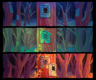 ambiguous_gender anthro antlers autumn black_text duo floppy_ears grass green_leaves hair horn missing_poster orange_leaves plant scenery silhouette snow snowgrave spring_(season) text time_skip winter gaida_the_duck deltarune undertale_(series) dess_holiday noelle_holiday deer mammal new_world_deer reindeer character_name colored comic digital_media_(artwork) digital_painting_(artwork) english_text hi_res painting_(artwork)