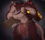 abs anthro biceps bottomwear clothed clothing duo fur harness loincloth male muscular muscular_anthro muscular_male navel pecs simple_background solo corrsk warhammer_(franchise) warhammer_fantasy skur sweek mammal murid murine rat rodent skaven digital_media_(artwork) hi_res