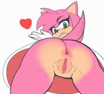 anthro anus butt butt_focus clothed clothing female genitals partially_clothed pink_body pussy smile smiling_at_viewer smirk smirking_at_viewer solo tail upskirt sh1vss sega sonic_the_hedgehog_(series) amy_rose eulipotyphlan hedgehog mammal absurd_res hi_res