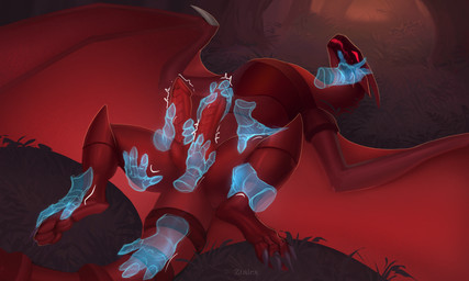 2_penises animal_genitalia animal_penis blue_hands claws cloaca cloacal_penis disembodied_hand erection feet feral genitals ghost_hand grass group handjob hemipenes knot knotted_penis lying male membrane_(anatomy) membranous_wings multi_genitalia multi_penis on_back penile penis plant presenting red_body screen screen_face sex spread_wings tail touching_face touching_feet touching_leg touching_penis touching_tail touching_thigh translucent wings ztalex european_mythology mythology dragon mechanical_dragon mythological_creature mythological_scalie scalie western_dragon wyvern hi_res