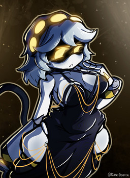 accessory backless_dress big_breasts black_body black_clothing black_dress black_legwear black_thigh_highs blush blush_lines breasts chain clothing dress female glowing glowing_eyes gold_(metal) gold_chain gold_jewelry grey_hair hair hazard_stripes headband jewelry leg_markings legwear machine markings short_hair simple_background socks_(marking) solo stockings stripes tail text thick_thighs thigh_highs white_body wide_hips yellow_eyes diddlydooter1 glitch_productions hollow_hip_backless_chain_dress meme_clothing murder_drones v_(murder_drones) disassembly_drone humanoid robot robot_humanoid absurd_res artist_name digital_drawing_(artwork) digital_media_(artwork) hi_res meme signature
