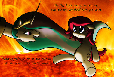 cutie_mark duo female feral horn sun sir_dangereaux friendship_is_magic hasbro my_little_pony princess_celestia_(mlp) equid equine horse mammal pony hi_res