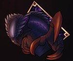 ambiguous_gender black_body black_scales brown_claws claws eyeless head_spikes long_neck mouth_closed neck_spikes scales sharp_teeth simple_background solo spikes spikes_(anatomy) teeth text ventral_scales kardinaluz capcom monster_hunter gore_magala monster artist_name bust_portrait hi_res portrait