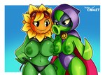 accessory areola big_breasts black_clothing black_panties black_topwear black_underwear blue_background breasts cape clothed clothing crop_top duo exposed_breasts eyelashes female female/female flower food fruit green_areola green_body green_nipples hood leaf leaf_arms legume leotard looking_at_breasts mask navel nipples not_furry orange_body panties pea_(food) petals plant purple_clothing purple_leotard raised_clothing raised_shirt raised_topwear shirt side-tie_panties simple_background siphon_(anatomy) smile sunflower thick_thighs topwear underwear vegetable wide_hips skyline_comet electronic_arts plants_vs._zombies plants_vs._zombies_heroes popcap_games green_shadow solar_flare_(pvz) elemental_creature elemental_humanoid flora_fauna flower_creature flower_humanoid humanoid peashooter_(pvz) plant_humanoid digital_media_(artwork) hi_res