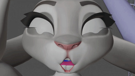 anthro blue_mouth buckteeth eyelashes female fur grey_body grey_fur pink_nose teeth white_eyes syn3kro disney zootopia judy_hopps lagomorph mammal 16:9 3d_(artwork) 3d_animation animated digital_media_(artwork) high_framerate unfinished widescreen