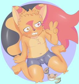 4_fingers anthro belly biped bottomwear bulge clothing detailed_bulge fingers male male_anthro navel shorts smile solo spandex spandex_shorts tail tight_bottomwear tight_clothing tight_shorts young young_anthro young_male georgesabertooth noah_sabertooth felid feline mammal prehistoric_species saber-toothed_tiger absurd_res hi_res
