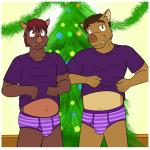 1:1 alejandro_san_nicolas anthro border briefs brown_eyes brown_hair building bulge christmas christmas_tree clothing duo fangs father_(lore) father_and_child_(lore) father_and_son_(lore) fuze hair hi_res holidays inside jorge_san_nicolas male mammal overweight parent_(lore) parent_and_child_(lore) parent_and_son_(lore) pattern_clothing pattern_underwear plant purple_clothing purple_shirt purple_topwear purple_underwear shirt son_(lore) story story_in_description striped_briefs striped_clothing striped_underwear stripes suid suina sus_(pig) t-shirt teeth texnatsu topwear tree underwear white_border wild_boar