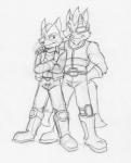 duo male male/male cirruskitfox nintendo star_fox fox_mccloud wolf_o'donnell canid canine canis fox mammal wolf monochrome sketch