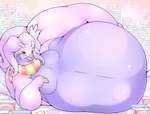 ambiguous_gender anthro belly big_belly bloated dessert eating food green_eyes hand_on_hip huge_belly hyper hyper_belly ice_cream licking licking_lips looking_at_viewer lying morbidly_obese morbidly_obese_ambiguous morbidly_obese_anthro mostly_nude obese obese_ambiguous obese_anthro on_side overweight overweight_ambiguous overweight_anthro scarf scarf_only solo tail tongue tongue_out leonkatlovre nintendo pokemon generation_6_pokemon goodra pokemon_(species) 2023 colored digital_media_(artwork) hi_res shaded