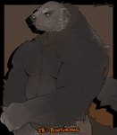 anthro biceps bottomwear brown_body brown_fur chest_tuft clothed clothing fur male muscular muscular_anthro muscular_male nipples pants pecs pose slightly_chubby solo tail topless tuft vivverid whiskers timdoodles binturong mammal viverrid werebinturong werecreature werevivverid 2023 digital_media_(artwork) hi_res