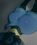 anthro big_butt bubble_butt butt fur grey_background lying male nude on_front shadow simple_background solo thick_thighs tuft neeno nintendo pokemon generation_4_pokemon lucario pokemon_(species) 2024 hi_res male_(lore)