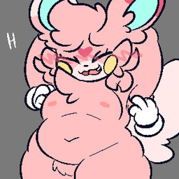 belly blush blush_lines chest_tuft disembodied_hand electricity female fur grey_background heart_(marking) laugh markings mitten_hands navel nipples pink_body pink_fur pink_nipples simple_animation simple_background slightly_chubby slightly_chubby_female solo thick_thighs tickling tickling_armpits ticklish_female tuft conditional_dnp tuvandalist nintendo pokemon ponkan_(tuvandalist) generation_9_pokemon pawmo pokemon_(species) 1:1 2d_animation aliasing animated digital_media_(artwork) frame_by_frame low_res