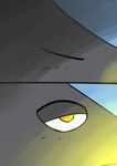 2_panel_comic ambiguous_gender black_body blue_body eyes_closed glowing half-closed_eyes light_source narrowed_eyes orange_eyes solo waking_up white_sclera sawlamander nintendo pokemon pokemon_mystery_dungeon spike_chunsoft generation_4_pokemon pokemon_(species) riolu 2024 comic digital_media_(artwork)