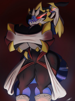 anthro big_breasts breasts claws clothed clothing female hair huge_breasts hyper hyper_breasts looking_at_viewer muscular muscular_anthro simple_background smile solo thick_thighs shieradevil nintendo pokemon fan_character tyra_(shieradevil) dinosaur fossil_pokemon generation_6_pokemon pokemon_(species) prehistoric_species reptile scalie tyrantrum absurd_res digital_media_(artwork) hi_res shaded