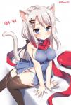 blue_eyes blush breasts clothed clothing female grey_hair hair legwear panties side_boob simple_background solo thigh_highs translucent translucent_clothing underwear white_background mauve_(artist) animal_humanoid cat_humanoid felid felid_humanoid feline feline_humanoid humanoid mammal mammal_humanoid 2019