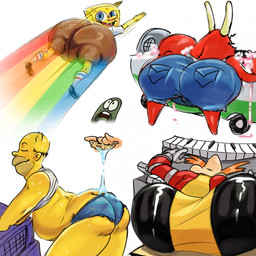 anthro bald belly belly_overhang big_butt butt butt_focus car_wash duo group huge_butt humor male male/male not_furry overweight overweight_male rainbow receding_hairline shitpost sponge trio washing_car geramime nickelodeon sega sonic_the_hedgehog_(series) spongebob_squarepants the_simpsons dr._eggman fred_(spongebob) homer_simpson mr._krabs spongebob_squarepants_(character) arthropod crab crustacean decapod human humanoid malacostracan mammal 1:1 hi_res meme