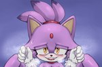 anthro blush bodily_fluids breasts female implied_nudity solo sweat yellow_eyes colono sega sonic_the_hedgehog_(series) blaze_the_cat domestic_cat felid feline felis mammal