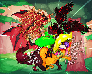 against_natural_surface against_surface against_tree anthro balls big_balls blush bodily_fluids brambles bruised bruised_eye building dialogue duo exclamation_point female forced genitals heart_symbol male male/female moan mushroom_hat orange_body plant plap rape saliva sex sound_effects sweat text tower tree underground wide_hips roksim poko_(species) scorcho veggiefolk english_text hi_res