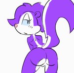 against_surface anthro ass_on_glass big_butt blinking butt female glass on_glass purple_body solo tail tail_motion tailwag thick_thighs white_body demon3sigma tiny_toon_adventures warner_brothers fifi_la_fume mammal mephitid skunk animated short_playtime