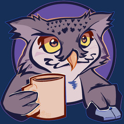 ambiguous_gender anthro beak closed_smile computer_mouse container cup eyelashes feathers fingers front_view grey_body grey_feathers happy holding_computer_mouse holding_container holding_cup holding_mug holding_object logo mouth_closed mug nude simple_background smile solo toony transparent_background yellow_sclera gabbadizzy basementcommunity avian bird owl 1:1 2023 alpha_channel artist_logo cel_shading dated digital_media_(artwork) half-length_portrait icon official_art portrait shaded