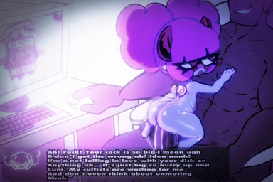 big_penis bodily_fluids bouncing_butt breasts butt cowgirl_position dark_body dark_skin duo female from_front_position furniture genitals hair herm horn intersex interspecies larger_human larger_male male on_bottom on_top penetration penis pink_hair sex shortstack size_difference small_breasts smaller_female smaller_humanoid text vaginal vaginal_penetration white_body chocovania meweeze chocovania_(chocovania) human humanoid imp mammal 2d_animation 3:2 animated english_text hi_res short_playtime sound video