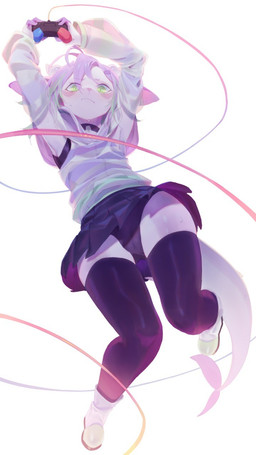 ambiguous_gender anthro bottomwear clothing controller game_controller green_eyes looking_at_viewer miniskirt simple_background skirt solo underwear white_background fur_noz thurry_(sollyz) 2020 9:16 hi_res
