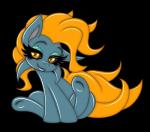 amber_eyes black_sclera blue_body blue_fur eyelashes female feral fluffy fluffy_tail fur hair half-closed_eyes hooves lips long_eyelashes long_hair makeup narrowed_eyes orange_hair orange_tail quadruped simple_background sitting smile solo tail transparent_background vrabo friendship_is_magic hasbro my_little_pony iqua_kicks equid equine horse hybrid imp mammal pony 2018 absurd_res alpha_channel full-length_portrait hi_res portrait