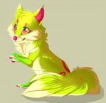 female feral fur green_body green_fur simple_background solo sparklefur chloe-dog falvie_(character) canid fionbri mammal 2015 digital_media_(artwork)