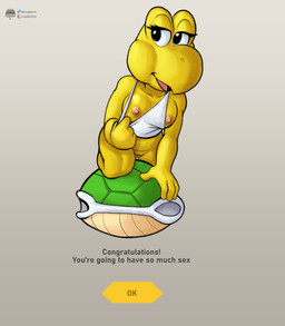 breasts clothed clothing clothing_aside female genitals inviting_to_sex inviting_viewer medium_breasts navel nipples non-mammal_breasts non-mammal_navel non-mammal_nipples partially_clothed seducing_viewer seductive shell-less solo text vulva yellow_body fourssss mario_bros nintendo koopa koopa_troopa scalie 2026 digital_drawing_(artwork) digital_media_(artwork) english_text hi_res