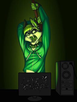 anthro clothed clothing computer electronics hammer male monitor simple_background solo tools foxenawolf felid mammal 2015