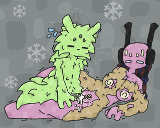 anthro bodily_fluids breasts clothing cold crossgender cum cum_inside duo female fluffy genital_fluids genitals machine male male/female mtf_crossgender penetration penis snowflake torn_clothing vaginal vaginal_penetration vulva delzeta rain_world videocult five_pebbles_(rain_world) saint_(rain_world) humanoid iterator_(rain_world) robot slugcat absurd_res hi_res