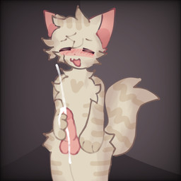 anthro blush blush_lines bodily_fluids cum cum_drip cum_on_penis cumshot dripping ejaculation erection femboy fluffy fluffy_tail fur genital_fluids genitals kemono looking_pleasured male masturbation penis solo striped_body striped_fur stripes tail tan_body tan_fur solark1tty sandy_(solark1tty) 1:1 absurd_res hi_res
