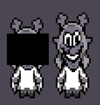 anthro antlers barefoot big_eyes censored_face clothing evil_grin feet female fusion grin hair hooves horn looking_at_viewer nightmare_fuel robe smile solo_focus sprite standing mrkyspices deltarune mandela_catalogue undertale_(series) archangel_gabriel_(mandella_catalogue) noelle_holiday alternate_(species) deer mammal monster new_world_deer reindeer censored monochrome sepia