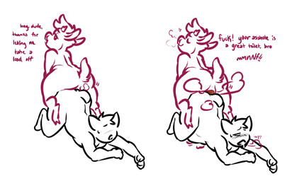 abdominal_bulge ambiguous_gender ambiguous_pooping anthro antlers anus blush bodily_fluids drooling duo eyes_closed fart fart_cloud feces feces_exchange feces_in_ass fur hair horn inflation lying nude nude_ambiguous nude_anthro on_front open_mouth pooping pooping_on_another profanity raised_tail repacking saliva scat_inflation scatplay simple_background sitting sitting_on_another sweat tail talking_to_another text doughnutholes deer domestic_cat felid feline felis mammal english_text hi_res nonbinary_(lore)