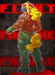 abstract_background anthro athletic biceps big_muscles biped blonde_hair blue_eyes boots bottomwear brown_body brown_fur clothed clothing facial_markings fingerless_gloves fist footwear fur furgonomics gloves hair handwear head_markings long_hair looking_at_viewer looking_back male markings muscular muscular_anthro muscular_male overalls pants rear_view shoes simple_background solo standing tail tail_clothing tail_wraps topless vein wraps 0r0ch1 capcom street_fighter alex_(street_fighter) equid equine horse mammal 2013 hi_res