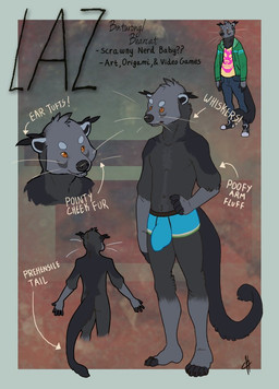 5_fingers 5_toes abstract_background anthro biped black_inner_ear black_nose blue_border blue_bottomwear blue_clothing blue_jeans blue_pants blue_underwear border bottomwear bulge butt claws clothed clothed_anthro clothed_male clothing denim denim_bottomwear denim_clothing detailed_bulge ear_tuft facial_markings featureless_chest feet fingerless_(marking) fingerless_gloves_(marking) fingers footwear fully_clothed fully_clothed_anthro fully_clothed_male fur gloves_(marking) green_clothing green_hoodie green_topwear grey_body grey_fur head_markings head_tuft hoodie humanoid_hands jeans leg_markings male male_anthro markings multiple_poses navel nude nude_anthro nude_male orange_eyes pants plantigrade pose shirt shoes socks_(marking) solo standing stated_species tail text three-quarter_view toe_claws toeless_(marking) toeless_socks_(marking) toes topless topless_anthro topless_male topwear tuft underwear underwear_only whiskers yellow_clothing yellow_shirt yellow_topwear suck_mcjones laz_(suck_mcjones) binturong mammal viverrid character_name digital_media_(artwork) english_text model_sheet signature