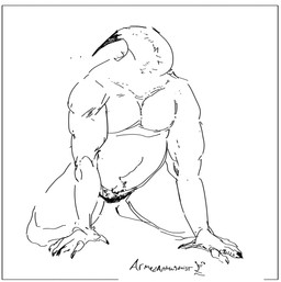 all_fours andromorph anthro beak camel_toe clothing feathers intersex kneeling muscular muscular_andromorph muscular_anthro muscular_intersex nails pecs pubes solo thong underwear white_body white_feathers armedantagonist linn_(armedantagonist) avian absurd_res hi_res monochrome female_(lore)