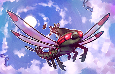 6_legs ambiguous_gender blue_bottomwear blue_clothing blue_shorts bottomwear butterfly_net carrying_another carrying_partner clothing cloud duo extreme_size_difference female feral flying front_view group hat headgear headwear holding_on insect_wings larger_ambiguous larger_feral net open_mouth outline outside shirt shorts size_difference sky smaller_female smaller_human spread_wings sun topwear white_clothing white_shirt white_topwear wings duskb nintendo pokemon bug_catcher_(pokemon) altaria arthropod avian generation_3_pokemon generation_4_pokemon human mammal pokemon_(species) yanmega 2018 digital_media_(artwork) digital_painting_(artwork) painting_(artwork)