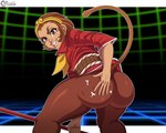 big_butt brown_eyes brown_hair butt butt_focus butt_slap clothed clothing female hair lips looking_at_viewer looking_back looking_back_at_viewer monkey_tail raised_tail slap slapping_own_butt slapping_self solo tail thick_lips tenjosan capcom marvel_vs._capcom sonson animal_humanoid haplorhine humanoid mammal mammal_humanoid monkey monkey_humanoid primate primate_humanoid 5:4 hi_res