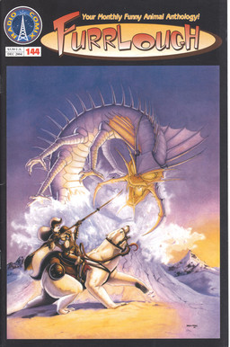 ambiguous_gender armor battle black_body black_fur black_hair breasts bridle cleavage clothed clothing female feral fur group hair melee_weapon mountain open_mouth outside pawpads polearm riding saddle shield sky snow spear straddling tail weapon white_body white_fur white_hair winter baron_engel furrlough radio_comix bear mammal mephitid monster polar_bear skunk ursine 2004 comic cover traditional_media_(artwork)