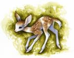 ambiguous_gender feral green_background simple_background solo young young_feral savannah_horrocks deer mammal 2013 painting_(artwork) traditional_media_(artwork) watercolor_(artwork)