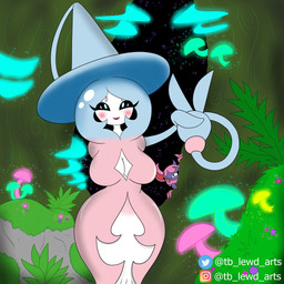 black_eyes blush breasts female forest fungus gesture hand_gesture instagram_logo mushroom plant solo tree twitter_logo v_sign white_body tibbs instagram nintendo pokemon twitter generation_8_pokemon hatterene impidimp pokemon_(species) 1:1 2019 digital_media_(artwork) hi_res