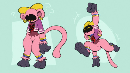 accessory after_transformation bow_ribbon breasts emblem featureless_crotch female fur gender_transformation hair_accessory hair_bow hair_ribbon implied_transformation monkey_tail mtf_transformation pink_body pink_fur ribbons small_breasts solo tail thick_thighs transformation wide_hips trevor-fox kingdom_hearts square_enix erakir_(character) bouncywild bouncywild_heartless haplorhine heartless mammal monkey primate 16:9 hi_res widescreen