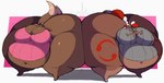 anthro big_breasts big_butt breasts butt clothing duo female fluffy fluffy_tail huge_butt huge_hips huge_thighs hyper hyper_thighs markings obese overweight squish sweater tail thick_thighs thigh_squish topwear wide_hips atsuineko nintendo pokemon eevee generation_1_pokemon pokemon_(species) hi_res