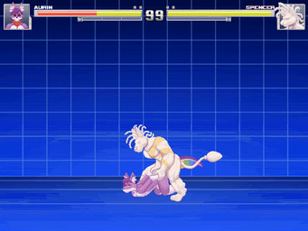 anal anthro arm_grab bodily_fluids cum cum_inside cutaway dominant duo fighting_game_ui fur gameplay_mechanics genital_fluids gui hair health_bar internal larger_dom male male/male multicolored_tail pink_body pink_fur purple_hair rainbow_tail size_difference tail cowardlion mugen spencer_the_cum_monster canid canine cum_creature fox goo_creature mammal 4:3 animated