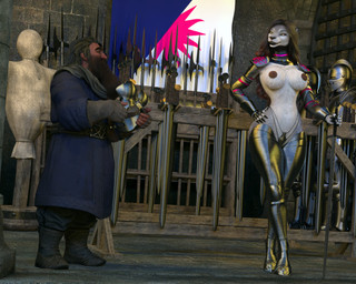 anthro armor beard big_breasts black_hair black_lips bodysuit boots breasts brown_hair clothed clothing colored_sclera colored_skin facial_hair female fingerless_gloves flag footwear gloves group hair hand_on_hip hand_on_own_hip handwear headgear helmet holding_armor holding_headgear holding_helmet holding_object lips long_hair looking_at_another makeup male medieval medium_breasts melee_weapon navel nipples shoes skinsuit smile standing sun sword thick_thighs thong tight_clothing unconvincing_armor underwear weapon chadotexas mythology canid canine canis dwarf mammal mythological_canine mythological_creature werecanid werecanine werecreature werewolf wolf 3d_(artwork) 5:4 absurd_res digital_media_(artwork) full-length_portrait hi_res portrait