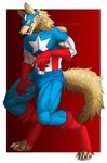 alternate_species anthro armor clothed clothing furrification male solo species_transformation transformation zintai24 marvel captain_america canid canine fox mammal absurd_res hi_res