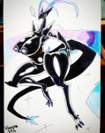 anthro big_breasts black_body black_skin breasts female nipples non-mammal_breasts nude regalia small_head solo tail gynoidherring mythology regalia_(averyshadydolphin) dragon mythological_creature mythological_scalie scalie absurd_res hi_res watermark