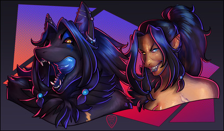 anthro beads black_border black_hair black_sclera blue_hair border breasts clothed clothing female hair humanoid_pointy_ears licking licking_lips neon open_mouth piercing pointy_ears scar simple_background solo synthwave tongue tongue_out topless transformation yellow_eyes interstellarbay nintendo pokemon darius_aurelius canid canine generation_5_pokemon human humanoid mammal pokemon_(species) zoroark absurd_res digital_media_(artwork) hi_res herm_(lore)